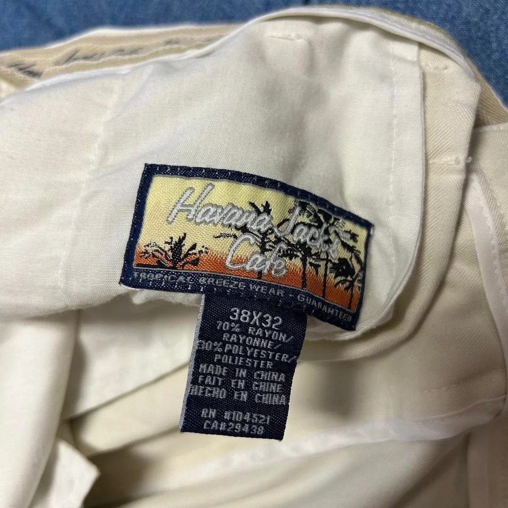 Havana Jacks Cafe Cream Pleated Rayon Baggy Trouser Pants